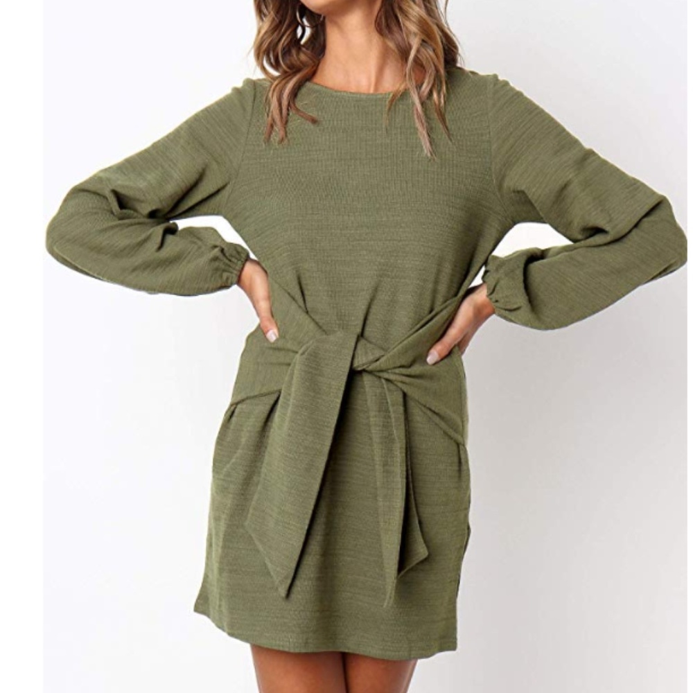 GREEN BODYCON SWEATER DRESS - Picture 4 of 7